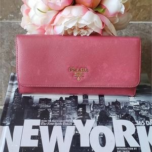 Prada Pink Continental Leather Wallet